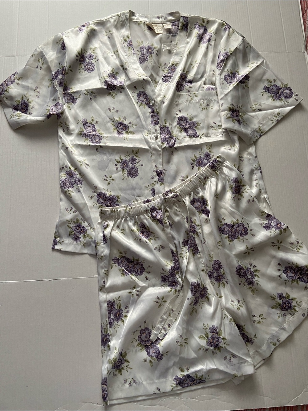 NWT Vintage Silk & Satin Pyjama-Short sleeve and sleep shorts.